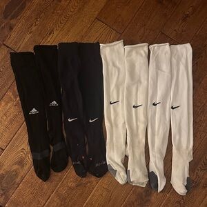 Nike and Adidas Black and White Soccer Socks